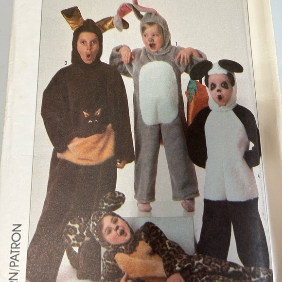 4/$50 simplicity 8331 Kids Animal Costume Set - Black, Gray, Brown sew pattern 💚 - Picture 1 of 5